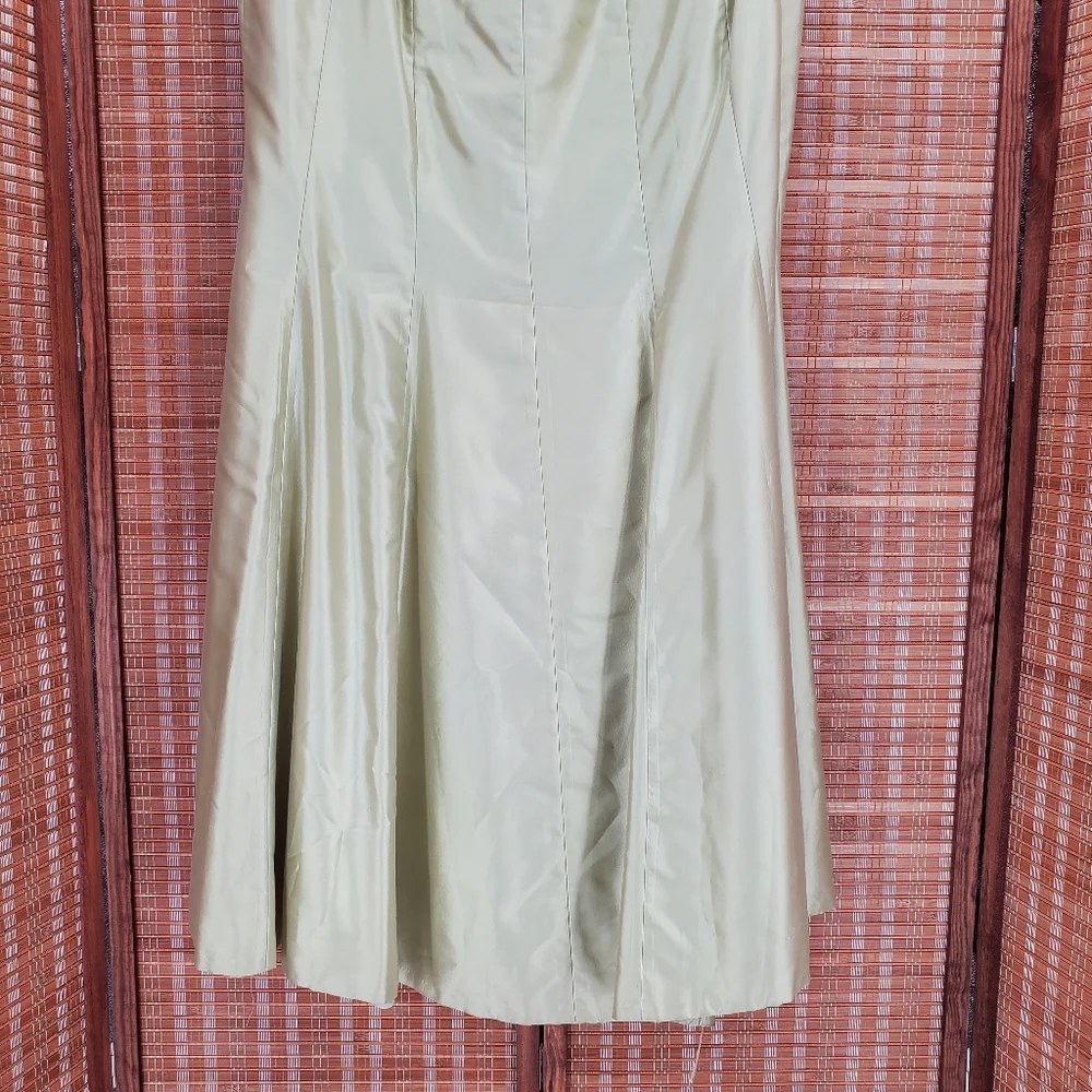 ♧ Carmen Marc Valvo Green Satin Mermaid Formal Skirt Size 16
